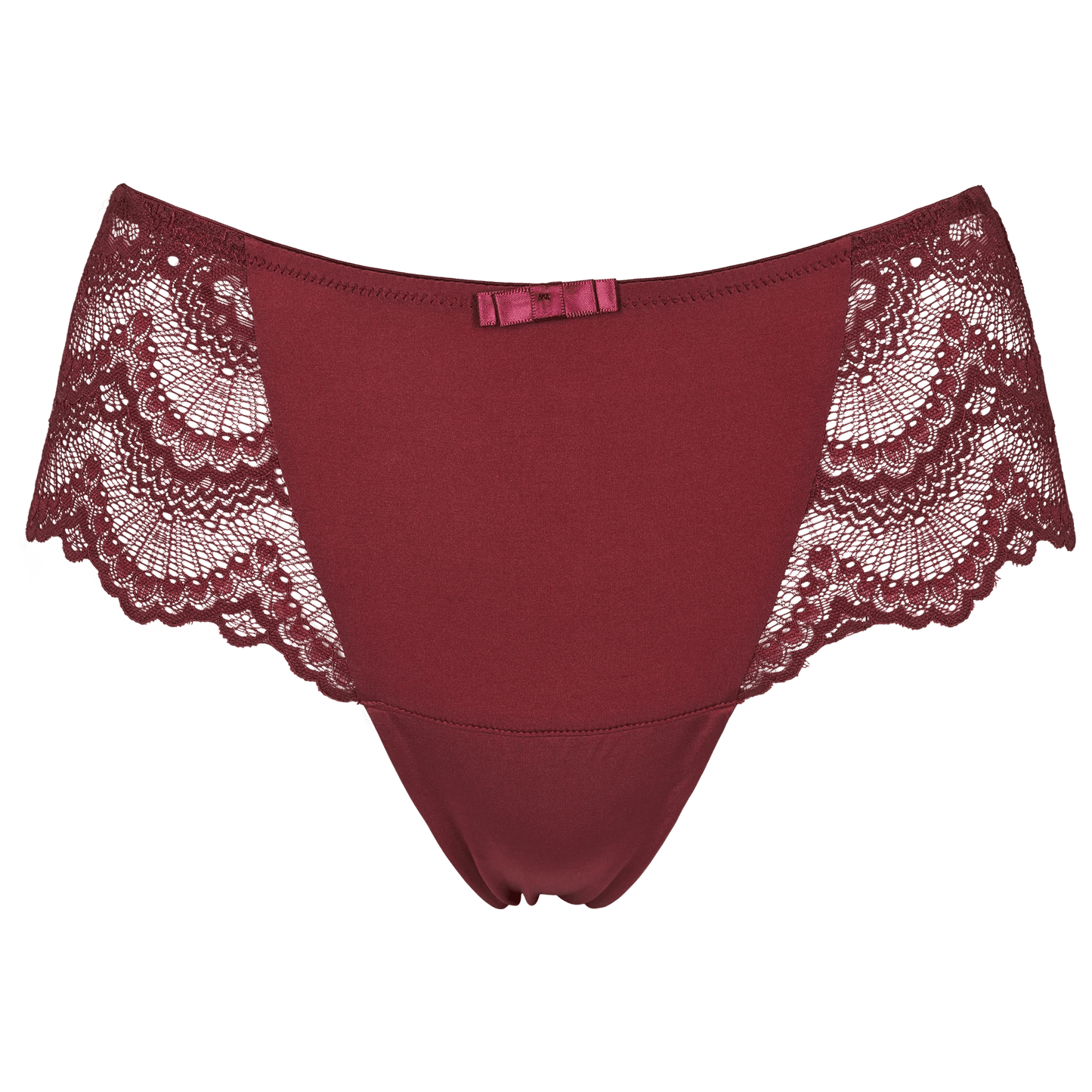 Missya Tanya Autumn Leaf Bordeaux-trusser: burgunderrød blomsterblonder, lyse detaljer, lille satinbue.