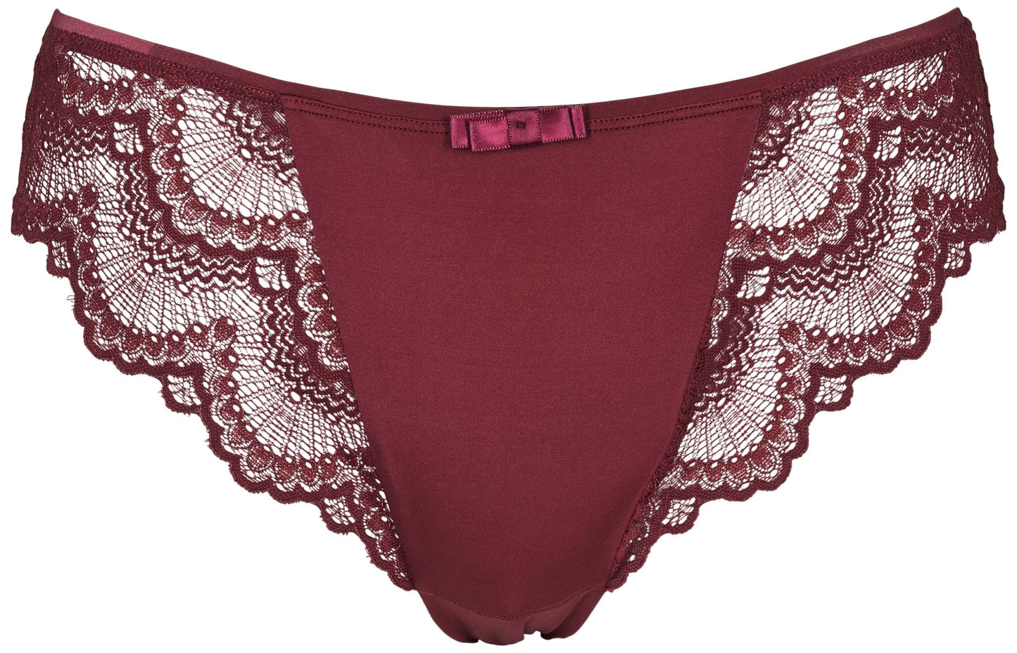 Missya Tanya Autumn Leaf Bordeaux-blonderunderbukser med bølget kant og en sløjfe foran.