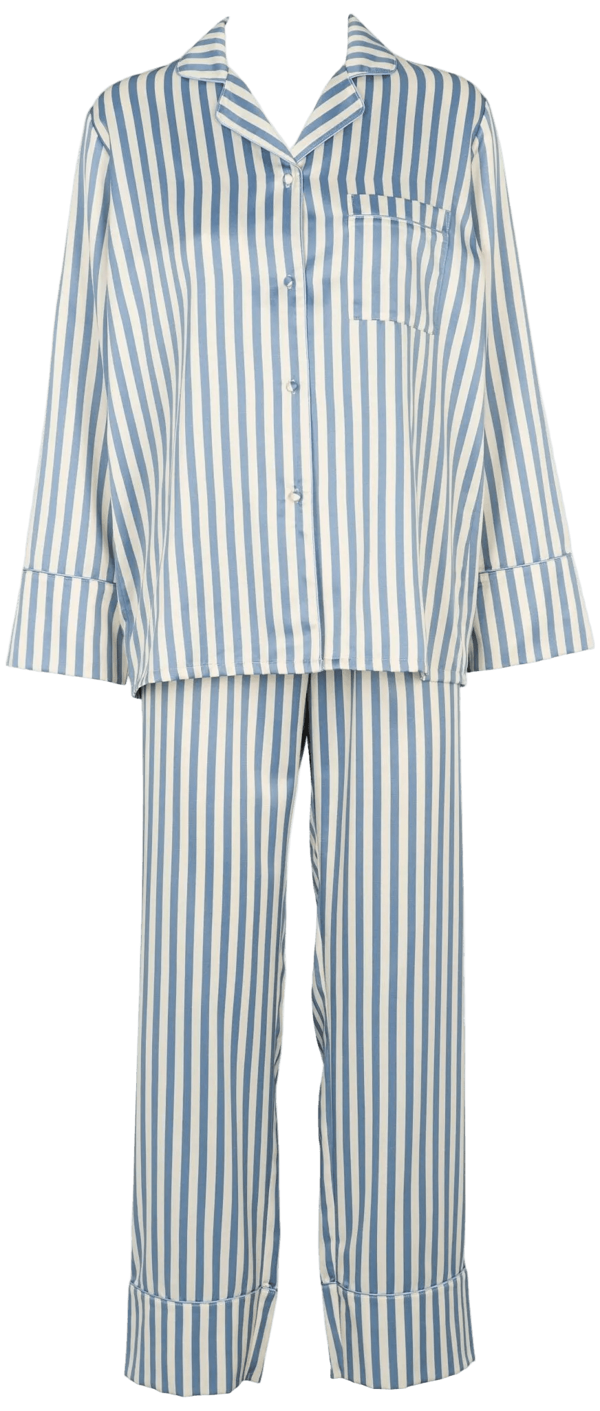 Blå og hvid stribet 154541 | Missya – Leo Blå pyjamasæt med skjorte med knapper og lange bukser.