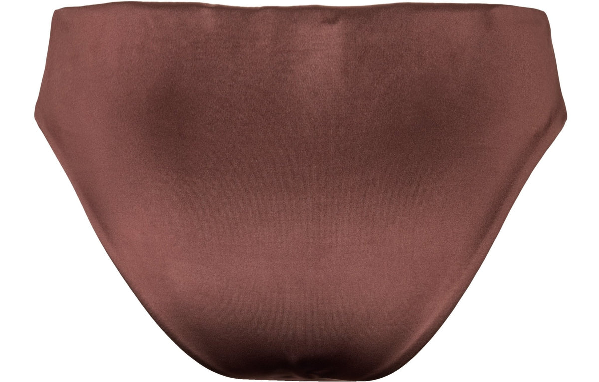 Missya Fiji Brun 154682 bikiniunderbukser i satin, vist på en ensfarvet hvid baggrund.