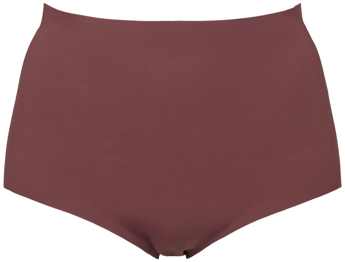 Missya Seamless 3-pak Brun – maroon undertøj med høj talje til kvinder, vist på hvid baggrund.