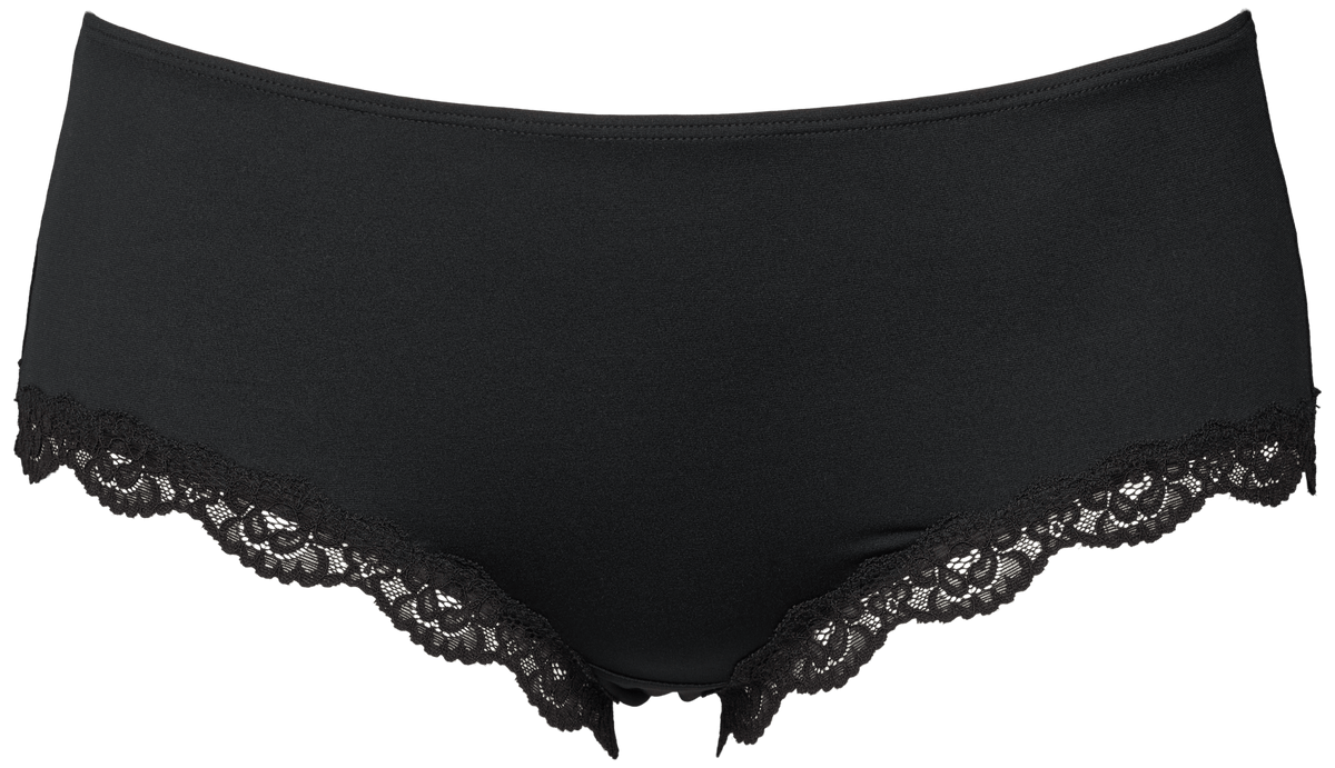 Sort 156360 Missya – Soft Feel Sort hipster-trusser med blonder langs benåbningerne.