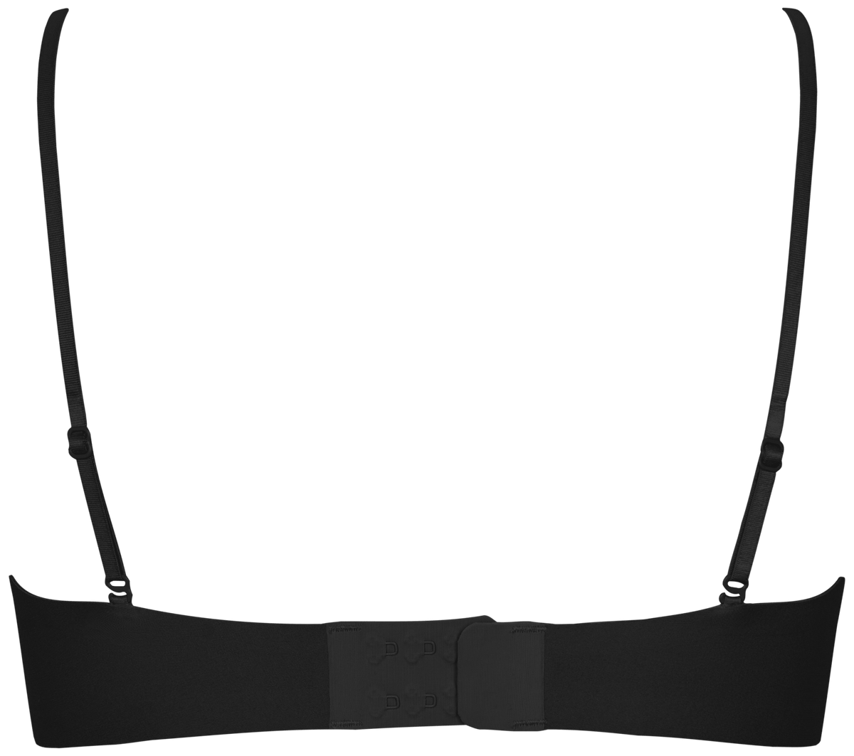 Bagfra set billede af en sort 156490 | Missya – Seamless Soft Sort-bh med tynde, justerbare stropper og hægte- og øje-lukning.