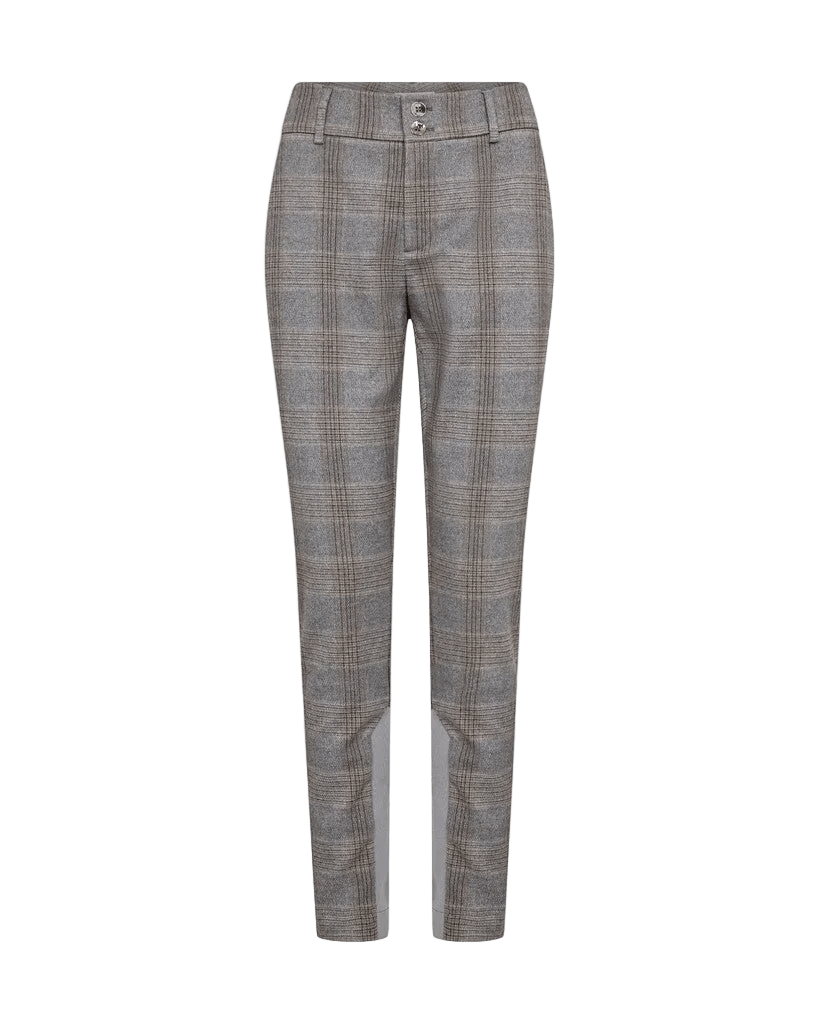 Slim-fit 156298 | MOS MOSH – MMLush Tuxen Ternet-bukser i gråt ternet mønster med lysegrå indsatser på indersiden af læggene.