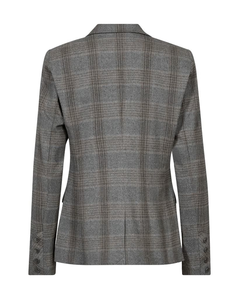 Bagside af den grå ternede 156332 | MOS MOSH – MMBlake Tuxen Ternet-blazer med et enkelt slids og manchetter med knapdetaljer.