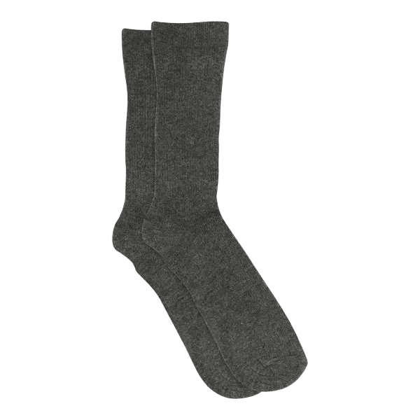 Et par MP Denmark 155856 Fine Cotton Rib Grå strømper i ensfarvet gråt, lagt fladt ud på en hvid baggrund.