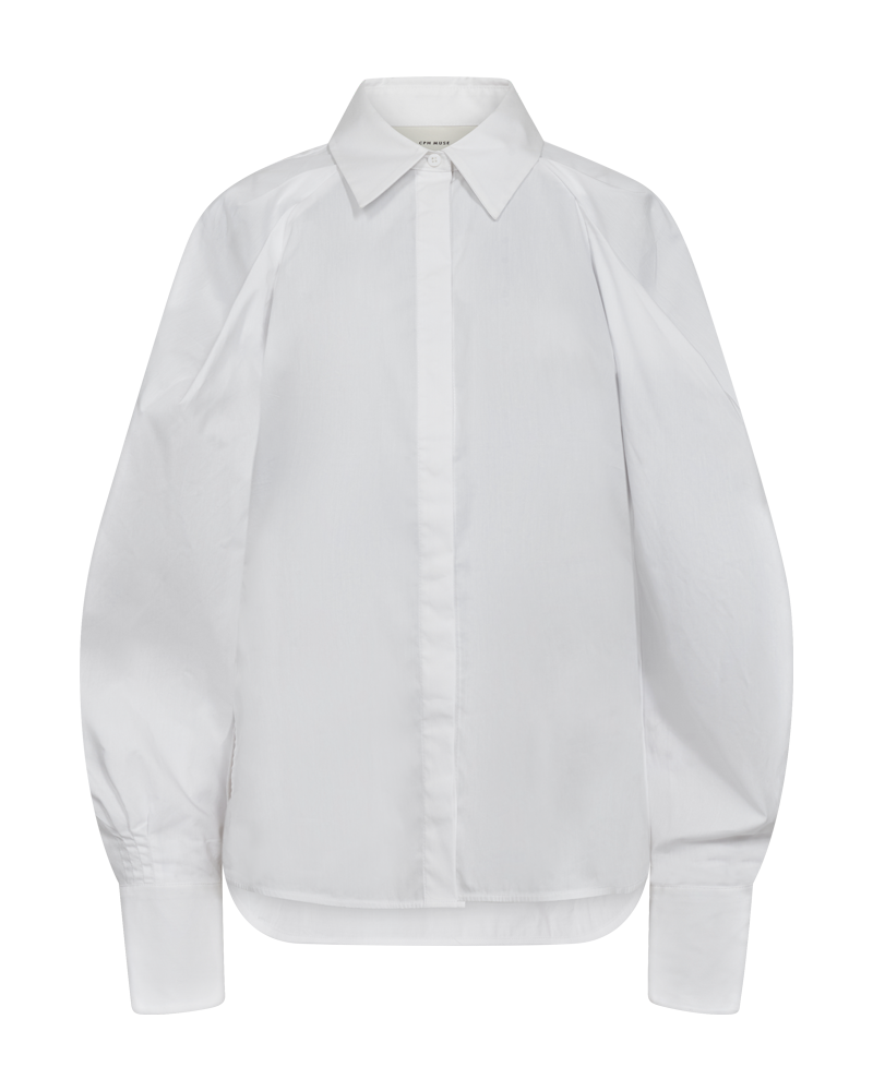 Hvid Skjorte med store ballonærmer fra Copenhagen Muse