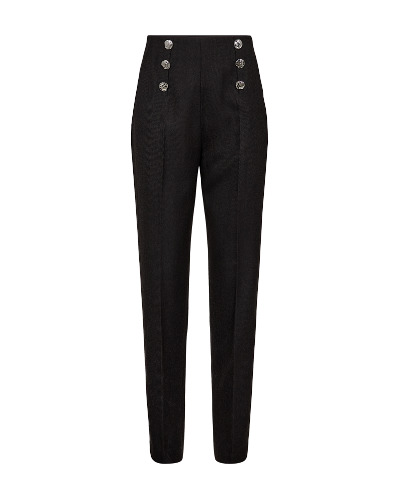 Sorte suit pants med smalle ben og sølvknapper fra Copenhagen Muse