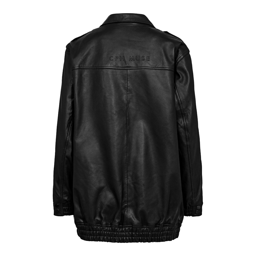 152997 | Copenhagen Muse - Royal Boxy Leather Jacket Sort