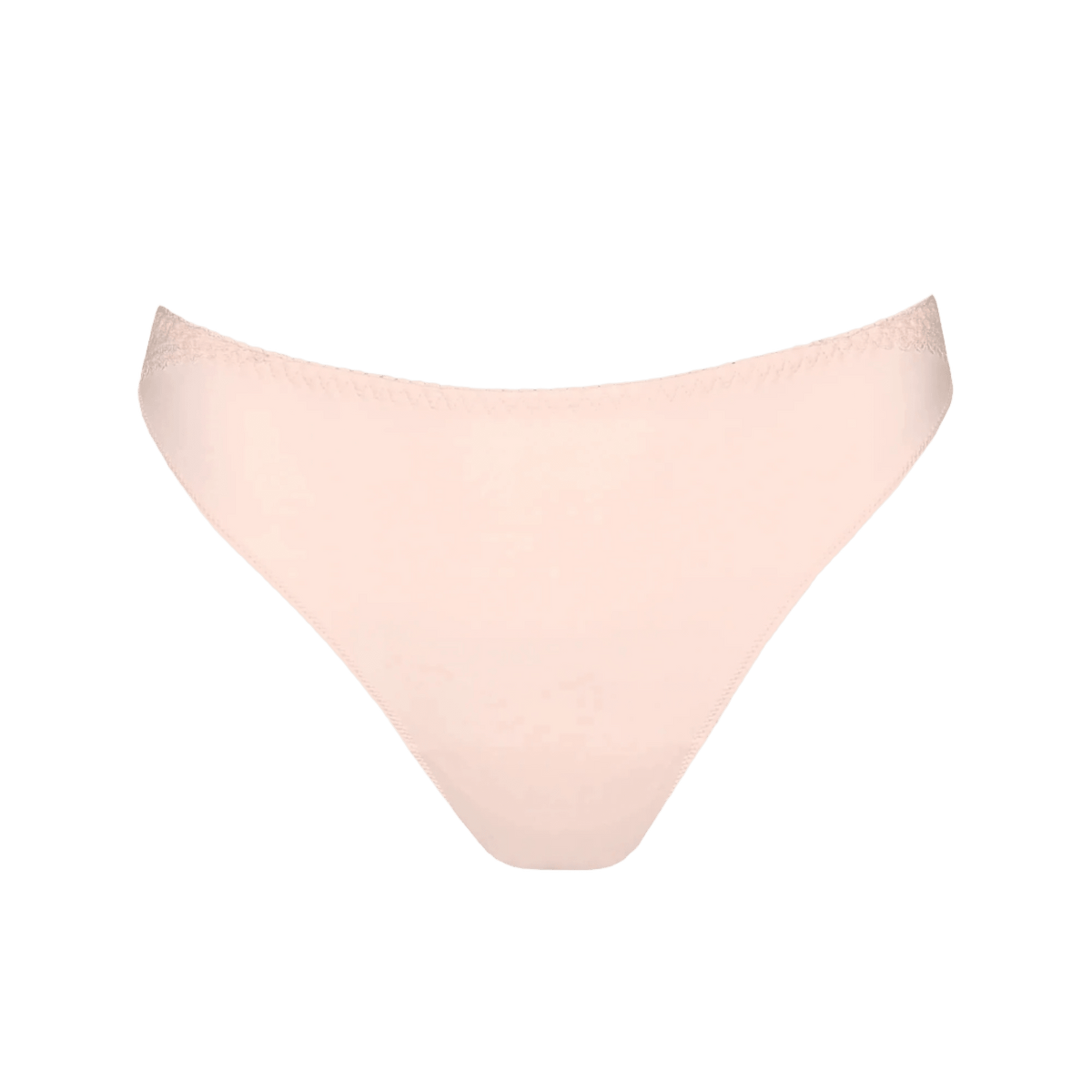 PrimaDonna Montara Crystal Pink-trusser i bikini-snit med blonde detaljer, vist på hvid baggrund.