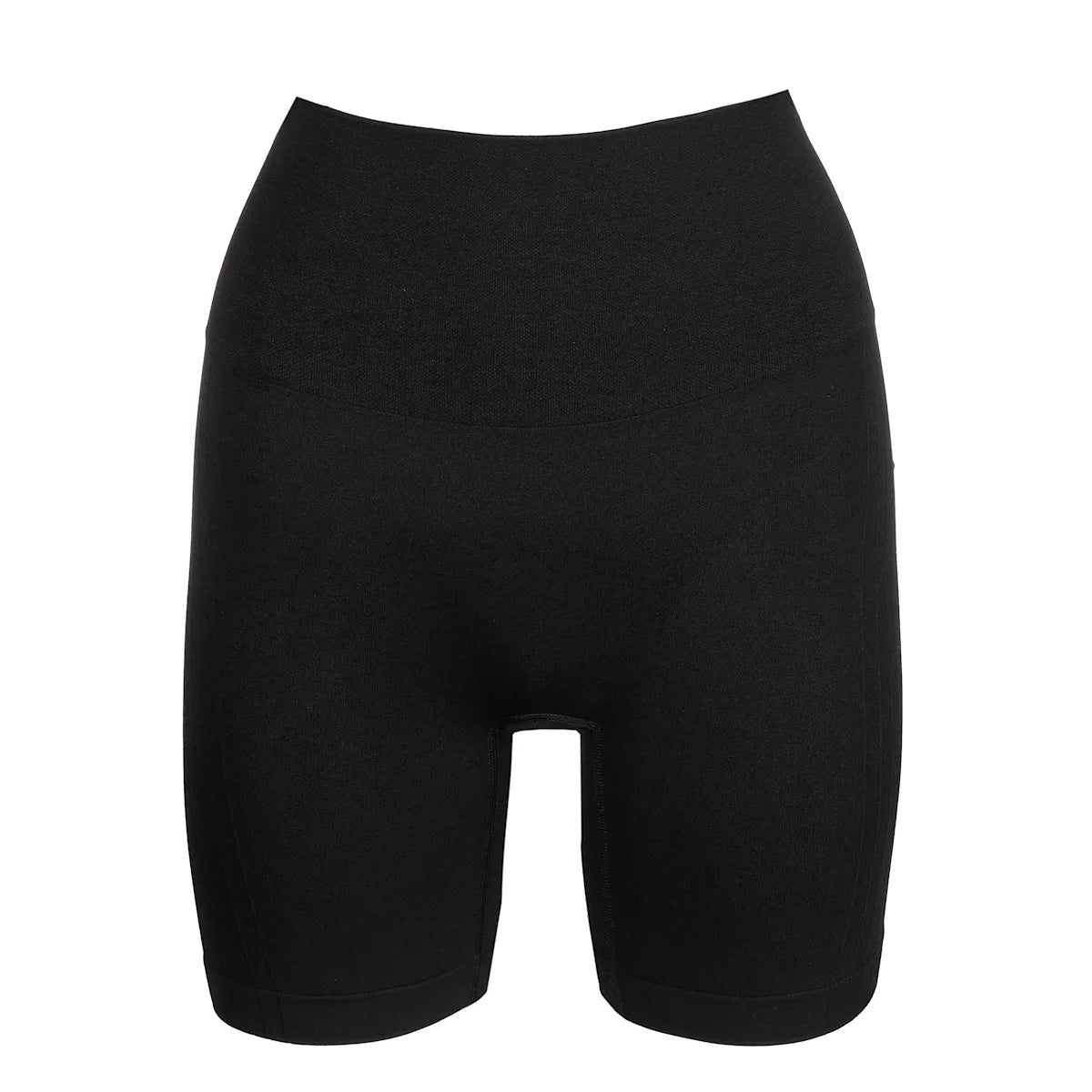 PrimaDonna 155152 Nudda Black Sort – sømløse shapewear-shorts vist forfra på hvid baggrund.