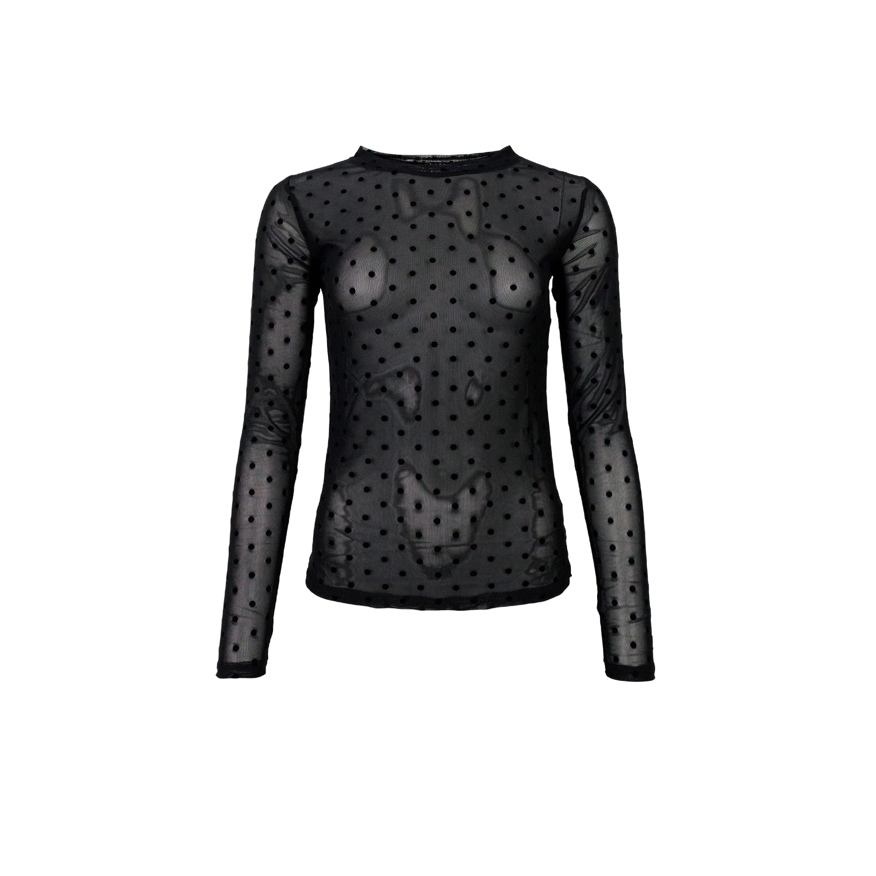Sort mesh bluse med prikker fra Black Colour