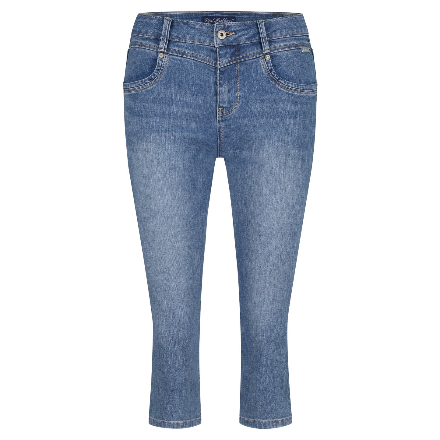 Lyseblå Red Button - Suze Denim-jeans med høj talje, lommer og lynlås, vist på hvid baggrund.
