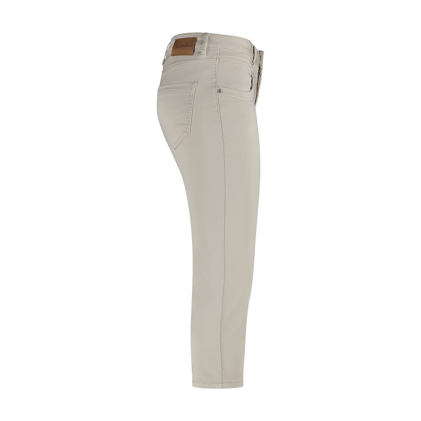 Set fra siden: Suze Beige skinny bukser fra Red Button; baglommer, brun påsyet detalje – perfekte til et elegant look.