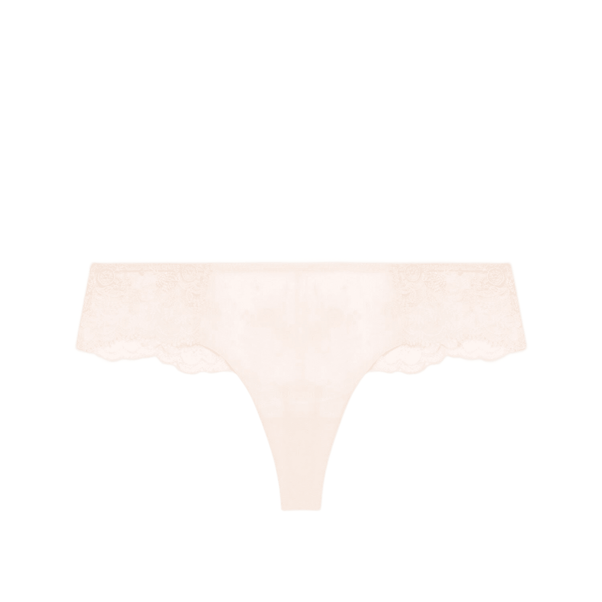 Simone Perele Intrigue Sakura Pink Lys pudder G-streng vist på en ensfarvet hvid baggrund.