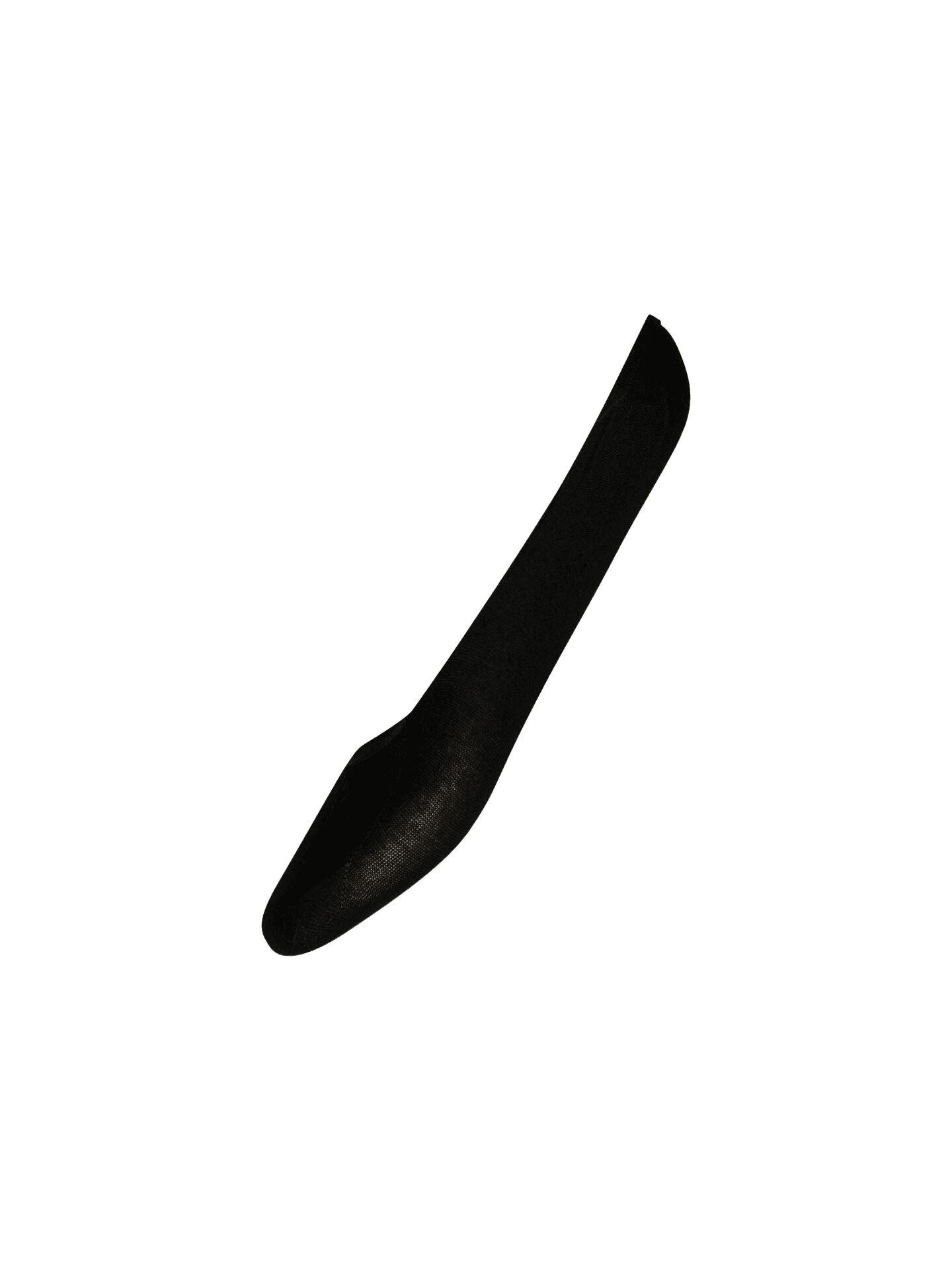 Wolford – Footsies 15 Black W, perfekt til usynlige strømper, afbildet som en enkelt sort højhælet sko på hvid baggrund.