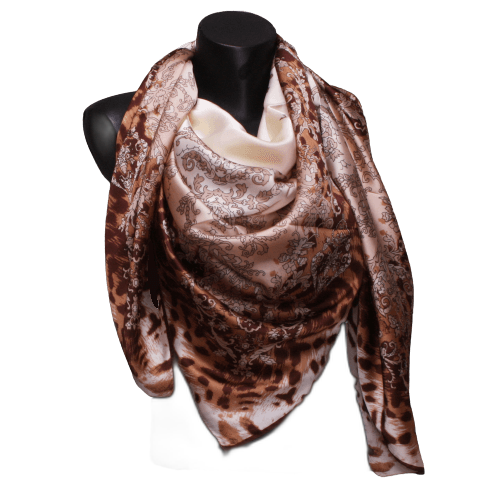 Tørklæde i Brun mønstret fra Bælte Kompagniet