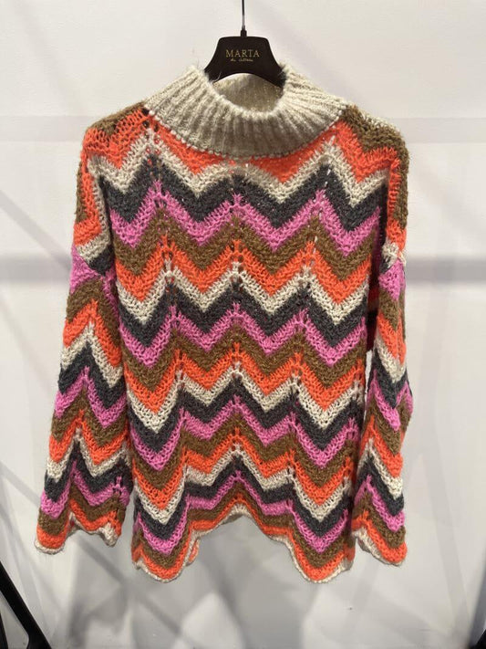 Knitted sweater i Pink patterned 31 fra Marta du Château