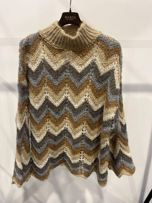 Knitted sweater i Brown patterned fra Marta du Château
