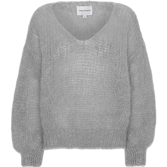 Knitted sweater i Grey. fra AMERICANDREAMS