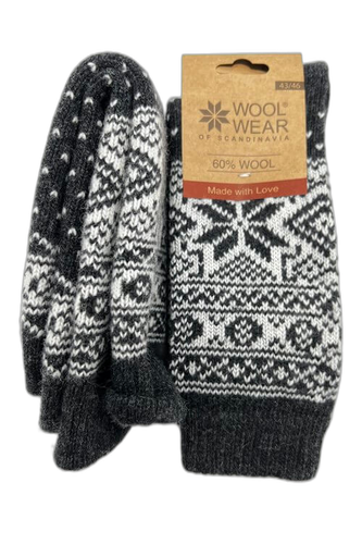 Charm Scandinavia - Ragsok 60% Wool Off white patterned