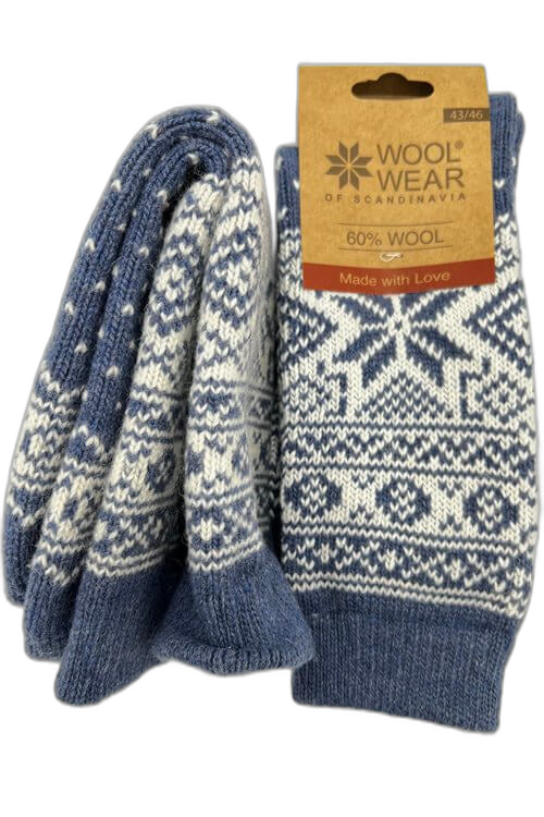 Charm Scandinavia - Ragsok Snowflake 60% Wool Blue