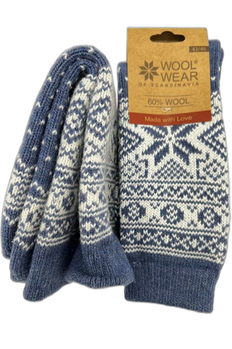 Charm Scandinavia - Ragsok Snowflake 60% Wool Blue