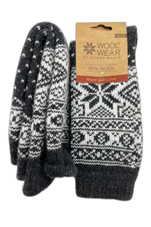 Charm Scandinavia - Ragsock Snowflake 60% Wool Dark Grey