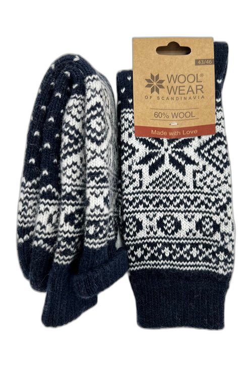 Charm Scandinavia - Ragsock Snowflake 60% Wool Dark Blue