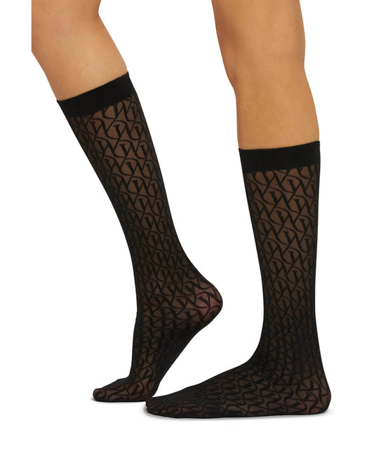 Knee socks i Black patterned fra Wolford