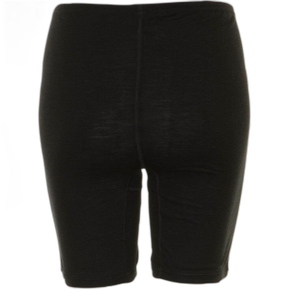 Uldshorts til kvinder i sort merinould set bagfra