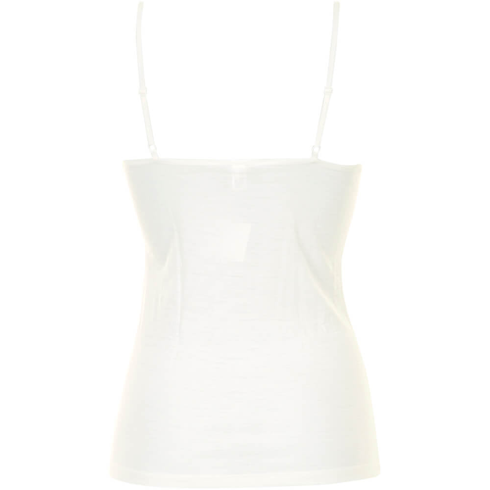 Uldundertrøje i off white med smalle stropper set bagfra