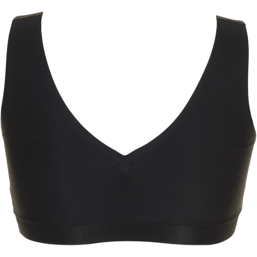 Chantelle Seamless Soft Stretch 11, model: sort bralette uden bøjler, dyb V-udskæring, brede stropper på hvid baggrund.