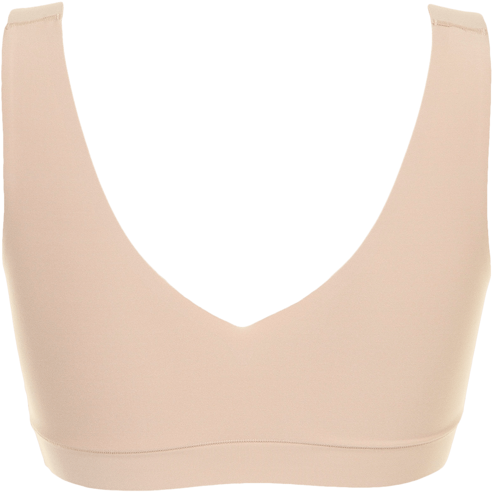 Chantelle Seamless 132102 Soft Stretch WU Sand, V-hals, sømløs bh vist forfra på hvid baggrund.