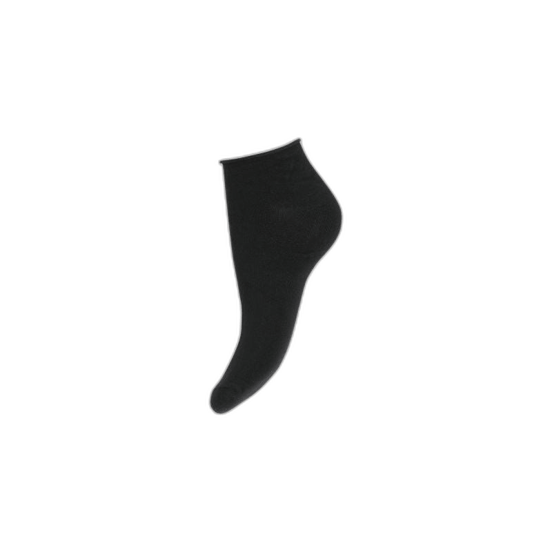 En enkelt Decoy 140975 Sneaker Bamboo Sort-sok vises på en ensfarvet hvid baggrund.