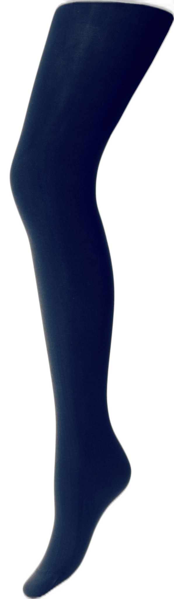 Et enkelt par Decoy 142750 Microfiber 60D Mørkeblå strømpebukser vises på en benmannequin foran en ensfarvet hvid baggrund.