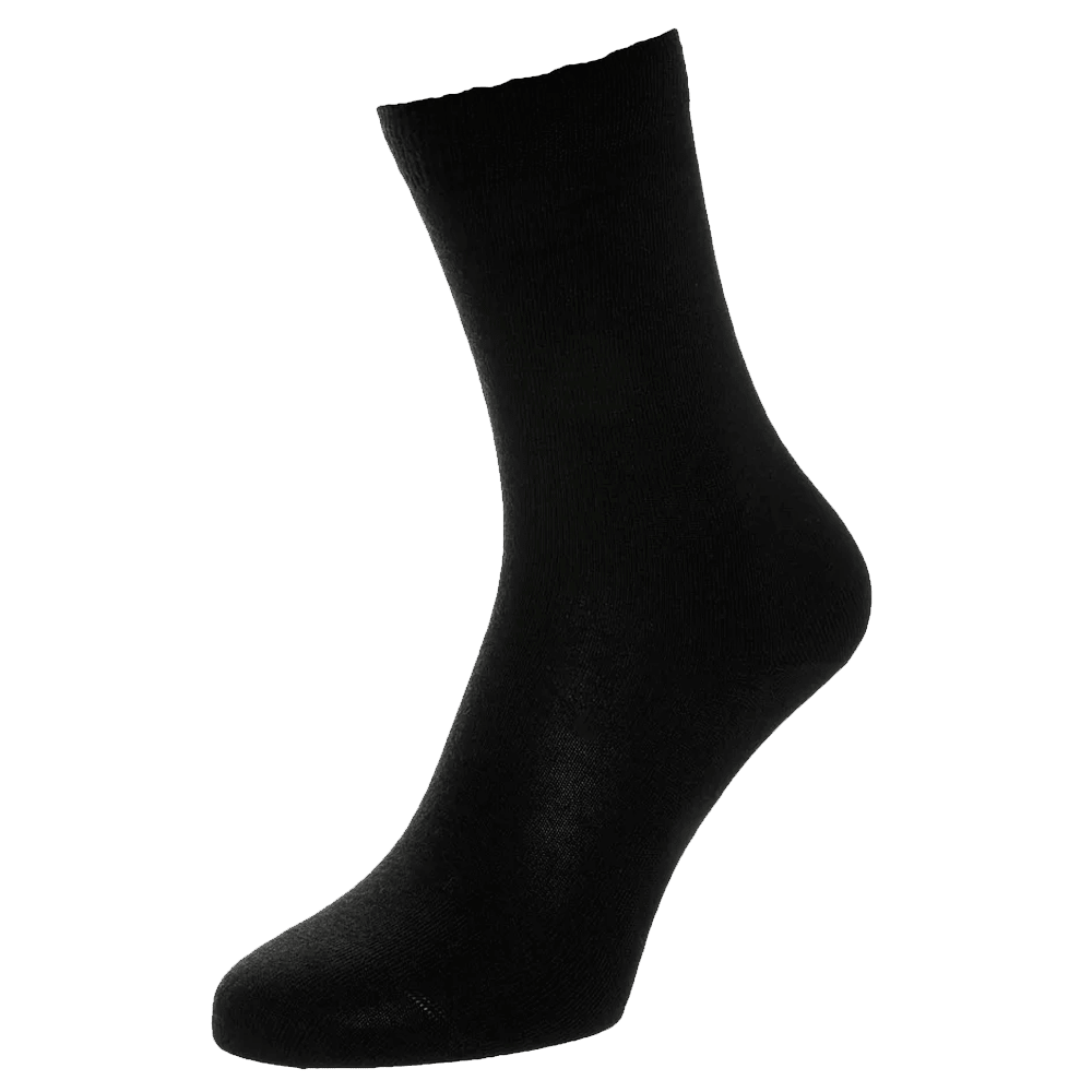 En enkelt Falke - Softmerino Black F ankelstrømpe vises på en enkel, hvid baggrund.