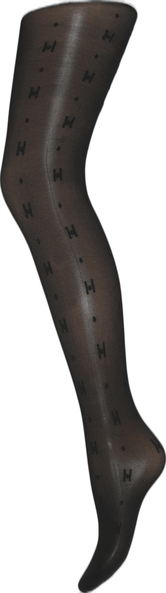 HYPE THE DETAIL 143760: Sorte, gennemsigtige strømpebukser med et grafisk H-mønster over hele stoffet.