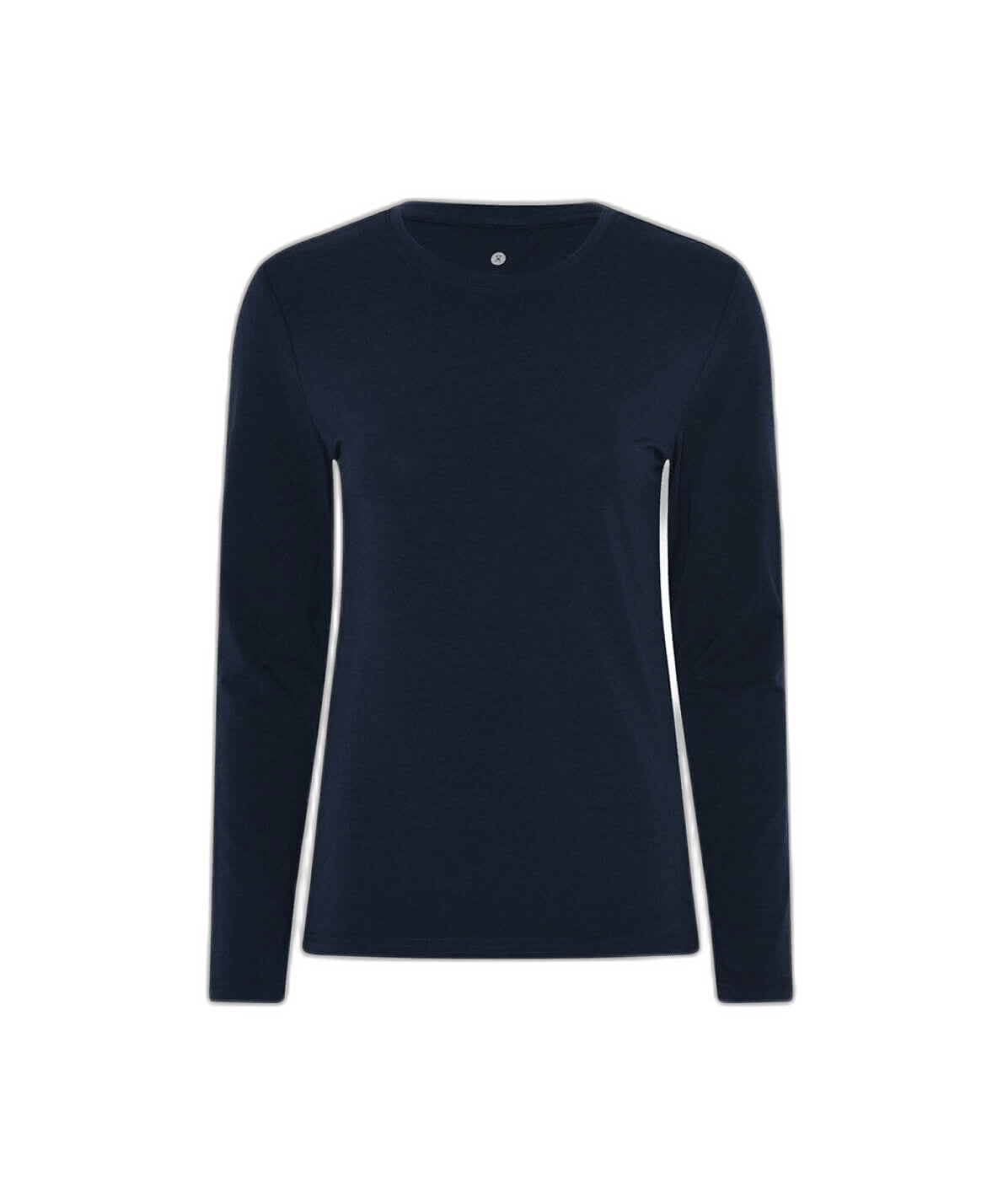 JBS of Denmark Slim LS Bamboo Navy, T-shirt med smal pasform og rund hals, vist på hvid baggrund.