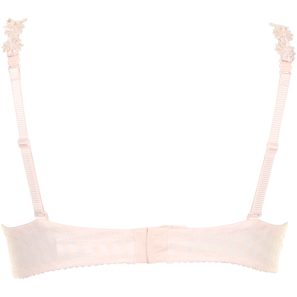 Bagfra-billede af Marie Jo Avero 131541-bh’en i farven Pearly Pink Rosa med blonderemme, vist på hvid baggrund.