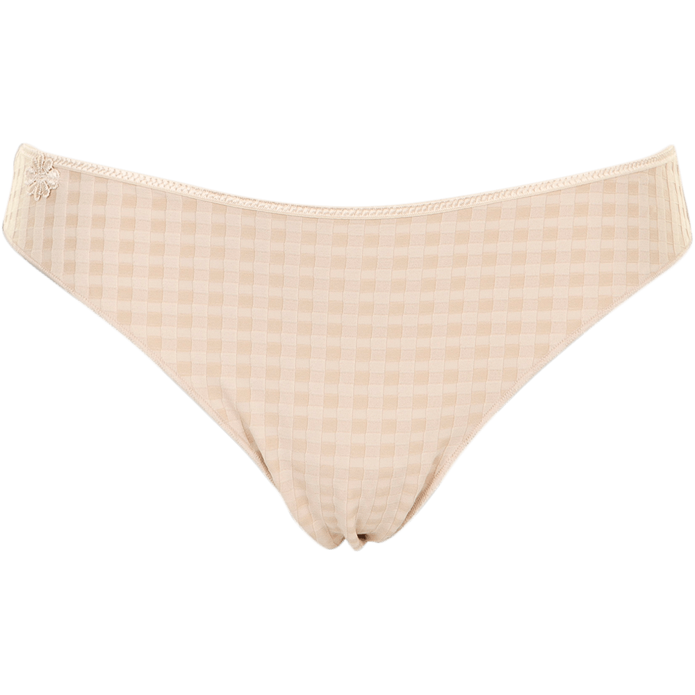 Marie Jo Avero Caffé Latte dameundertøj med beige tern i et klassisk mønster og diskrete blomsterdetaljer.