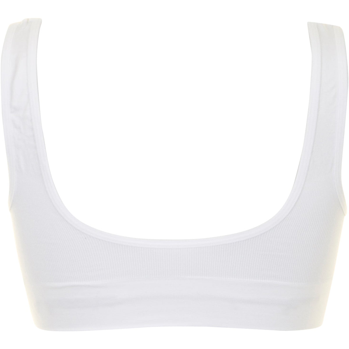 Missya Lucia White ribbet bh-top set bagfra, med et sømløst design og bred, rund halsudskæring.