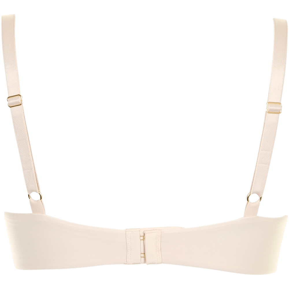 Bagsiden af Triumph Body Make-up Essentials 00NZ Sand-bh med justerbare stropper og dobbelt hægte- og øje-lukning.