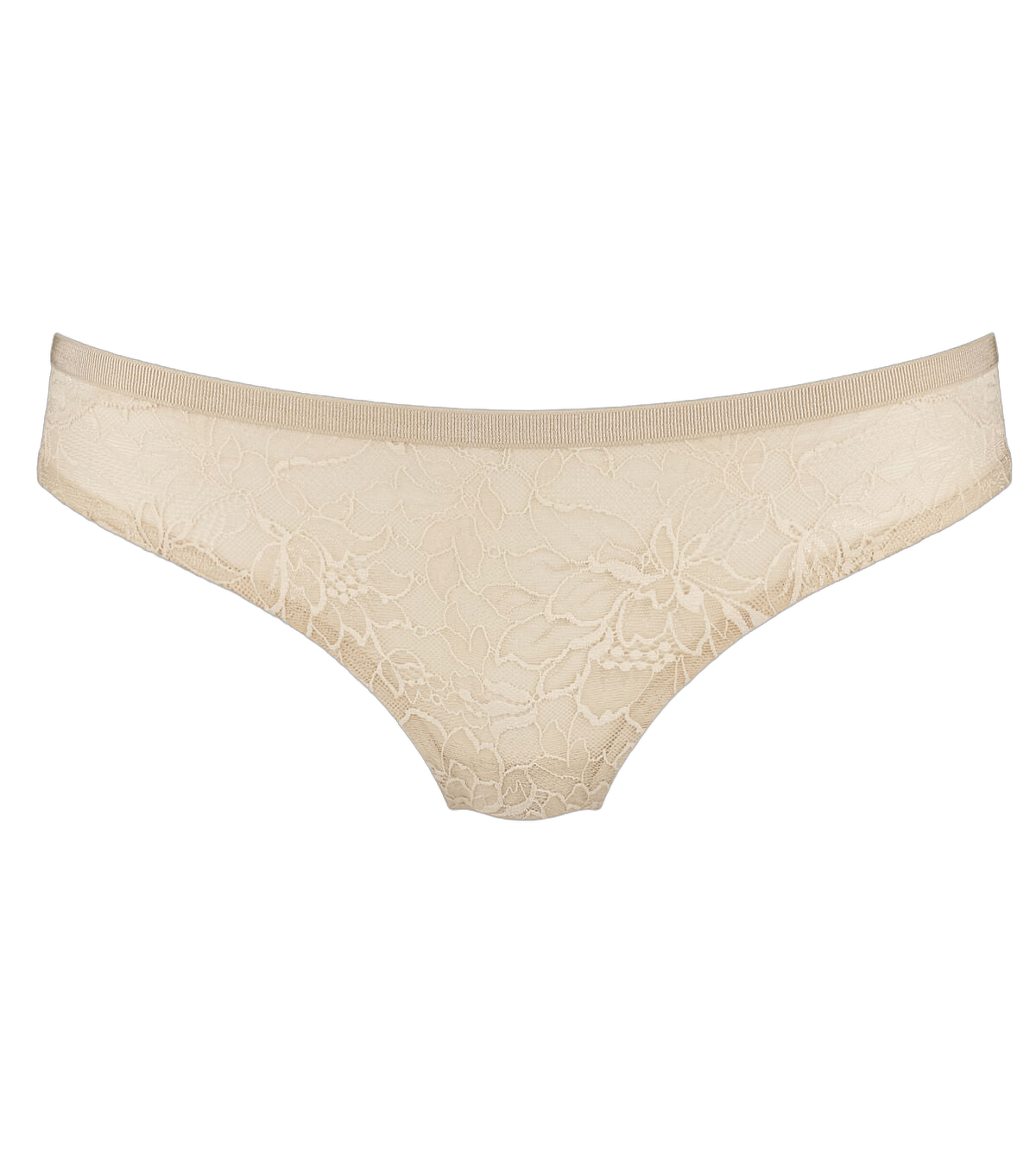 Triumph Amourette Charm 6720 Hud-blonder-trusser, beige med blomstermønster på hvid baggrund.